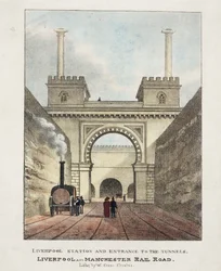 Liverpool Station en Ingang naar de Tunnels, 1831